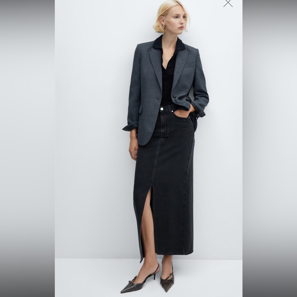 Mango Slit Denim Skirt